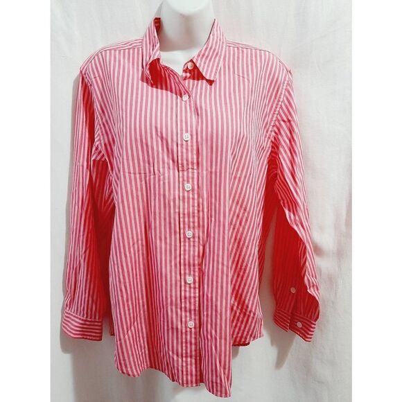Talbots pink striped 100% cotton button down small shirt - Picture 1 of 4